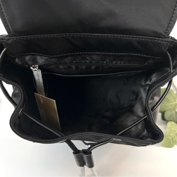 Michael Kors Medium Logo Drawstring Backpack Black/White NWT - Picture 8 of 14